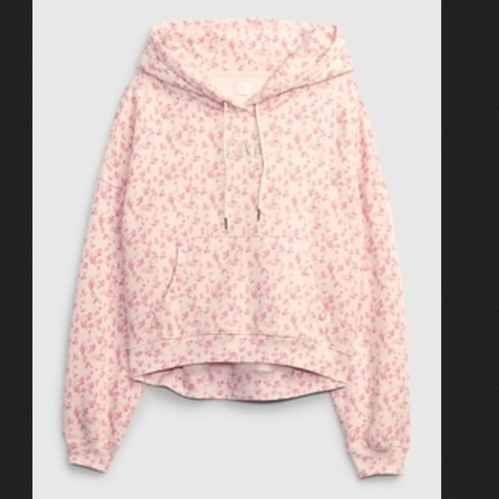 NWT Gap × LoveShackFancy Floral Cropped Logo Hoodie